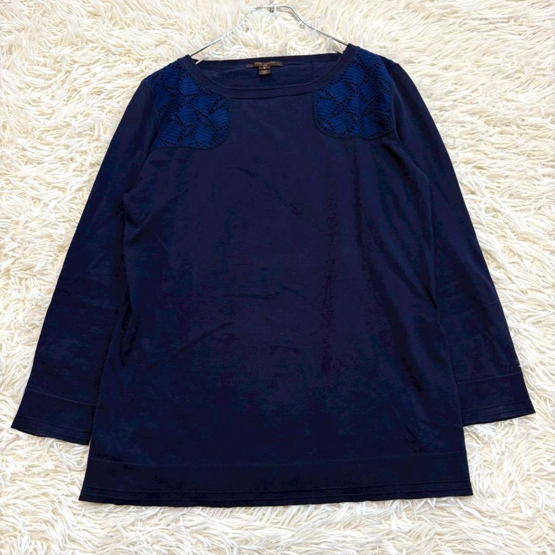 y8484 良品✨ルイヴィトン イタリア製 ロング丈長袖カットソー 濃紺 綺麗め