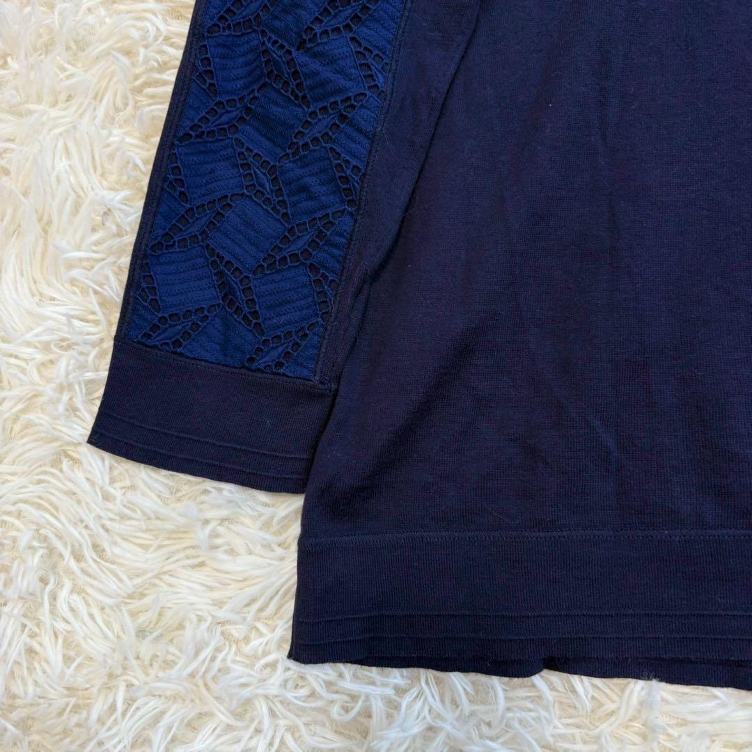 y8484 良品✨ルイヴィトン イタリア製 ロング丈長袖カットソー 濃紺 綺麗め