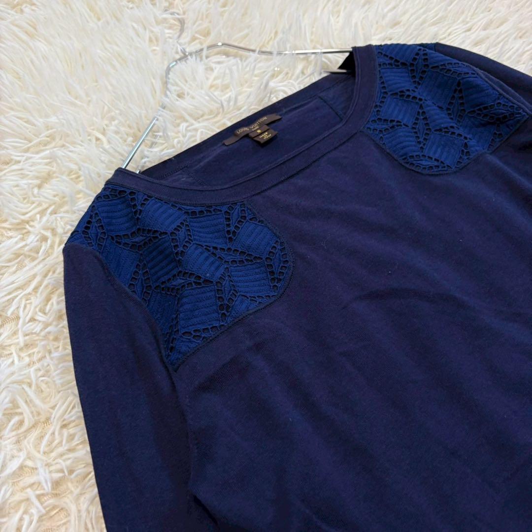 y8484 良品✨ルイヴィトン イタリア製 ロング丈長袖カットソー 濃紺 綺麗め