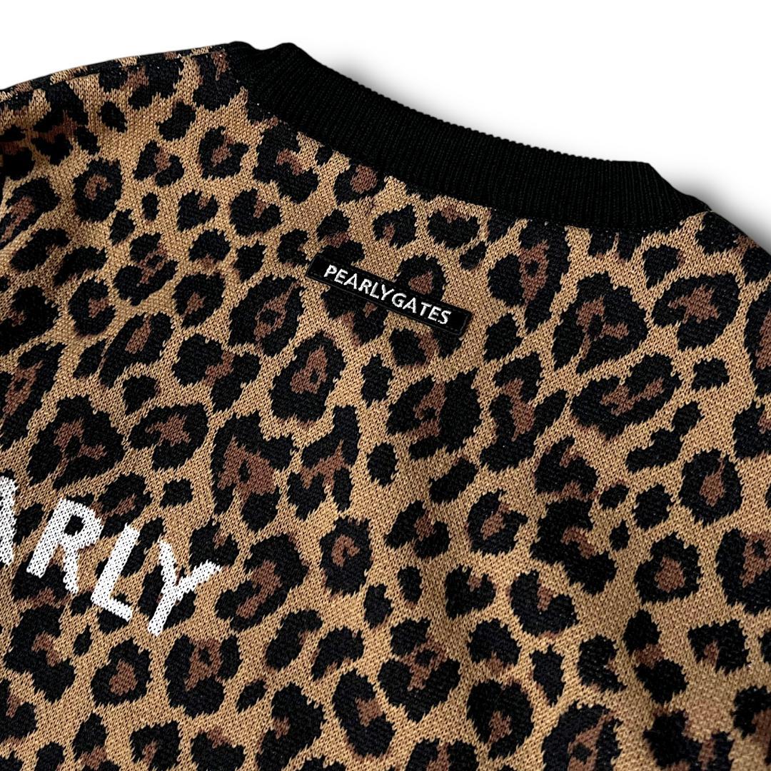 新品 0 定価37,400 パーリーゲイツ レオパードニットプルオーバー 日本製