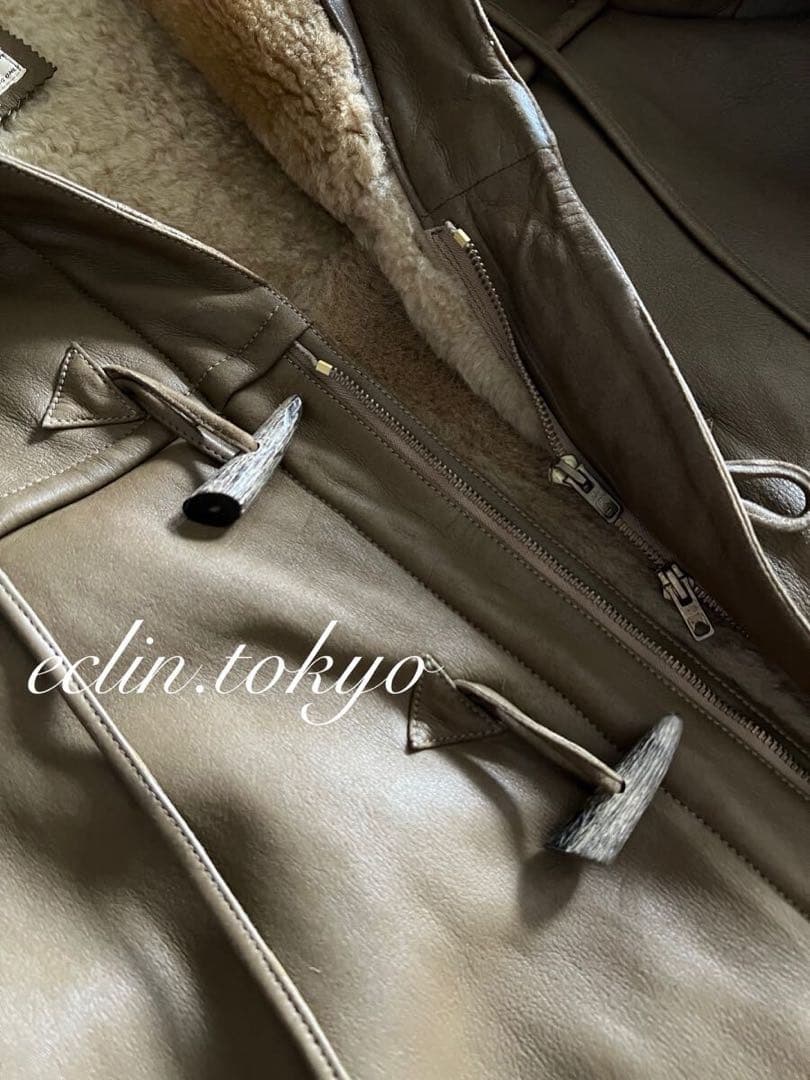 HERMES VINTAGE《最高級ムートンレザー毛皮》ダッフルコートE4547