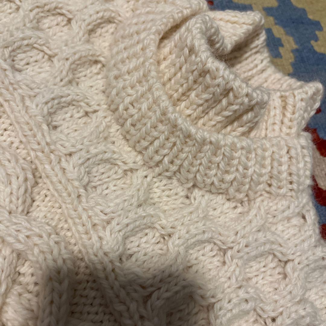 アラン模様　ニット　ベスト　ジレ　手編み