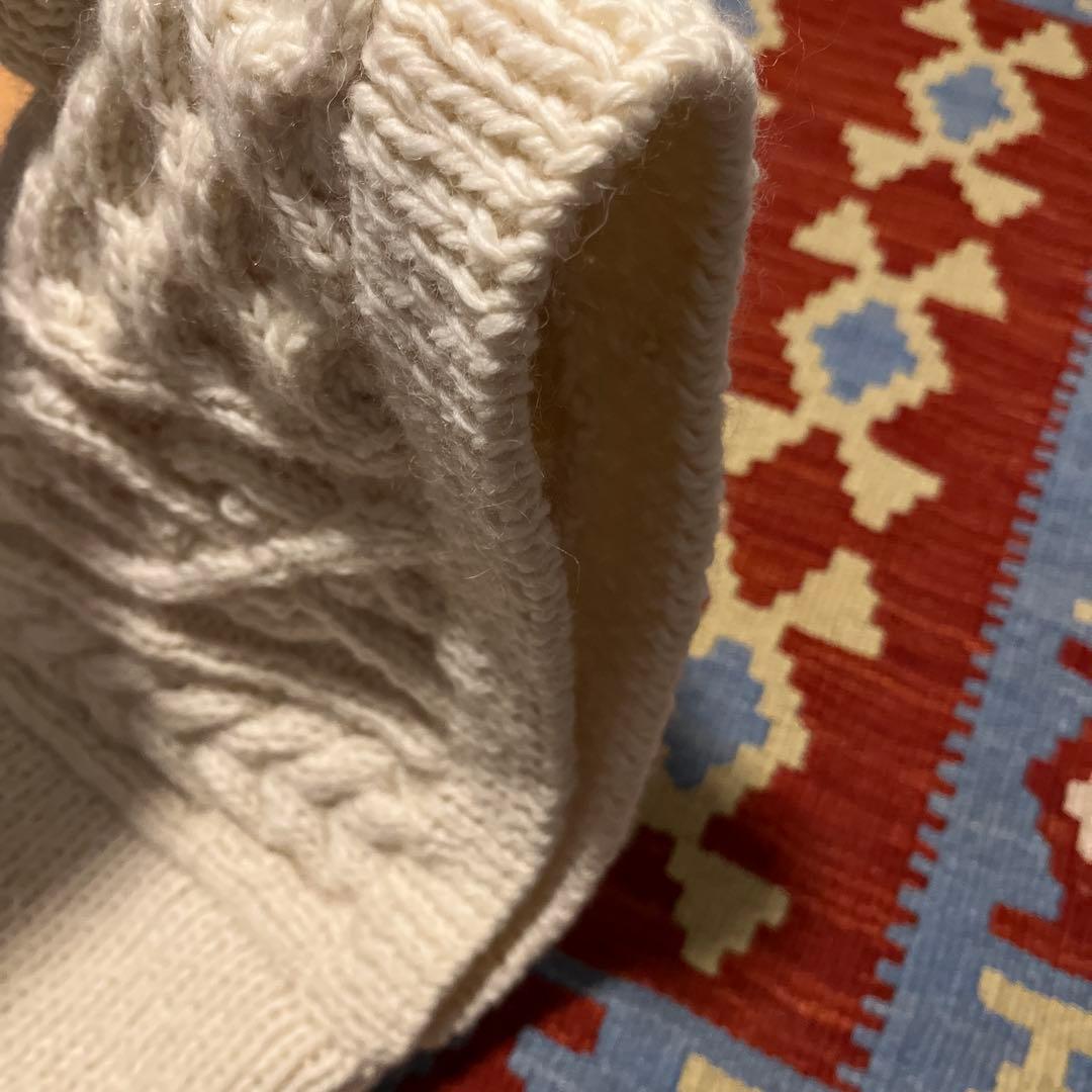 アラン模様　ニット　ベスト　ジレ　手編み