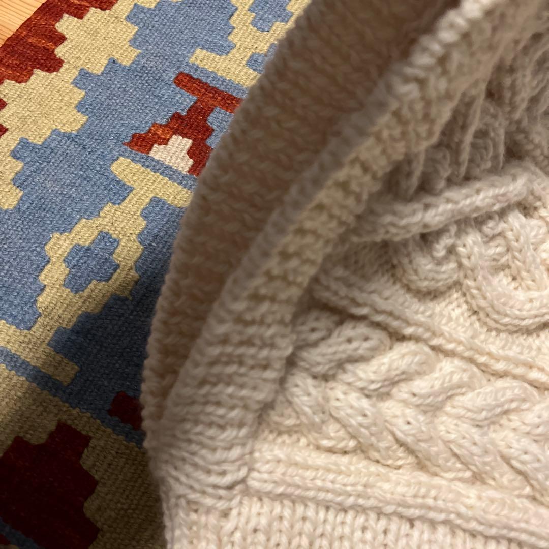 アラン模様　ニット　ベスト　ジレ　手編み