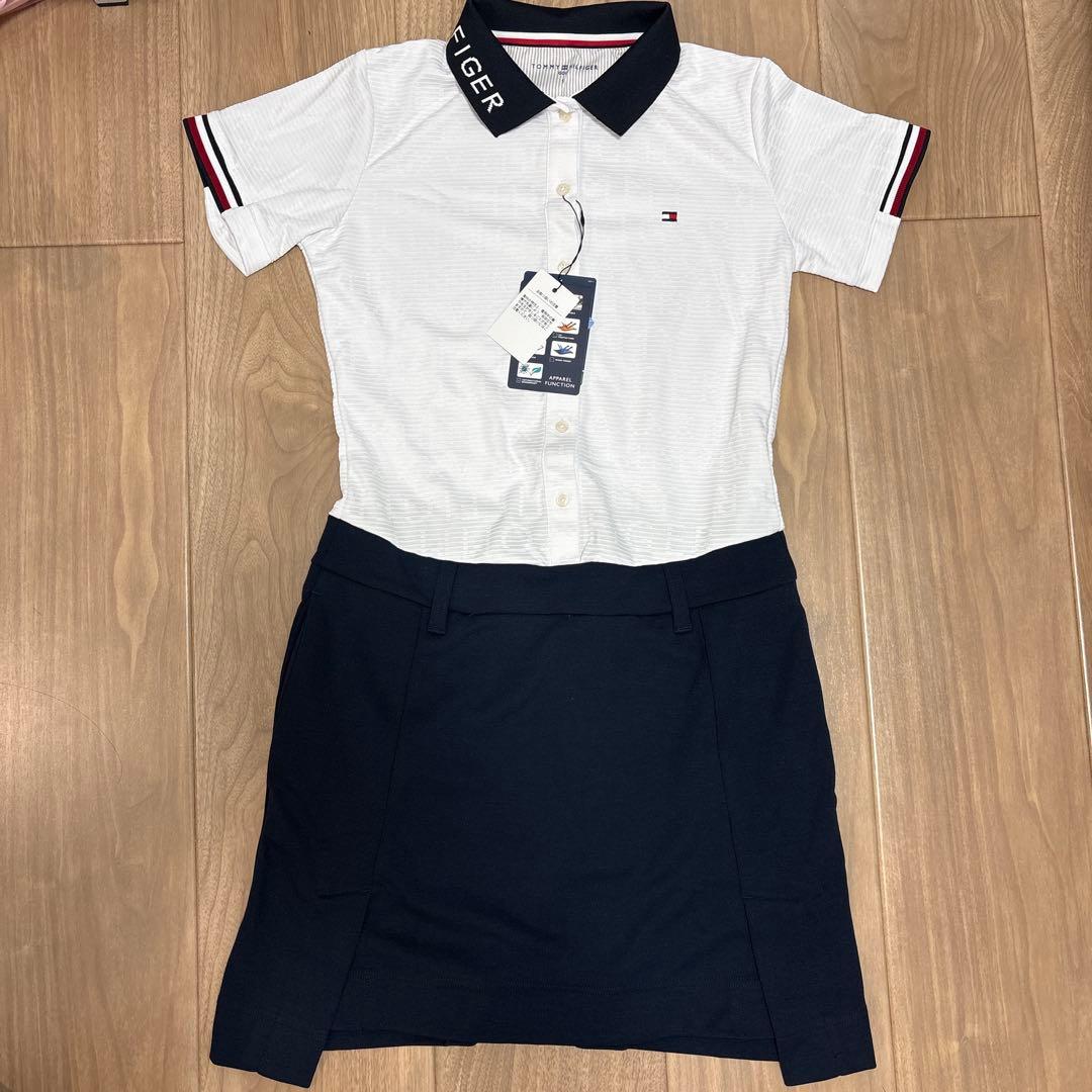 新品　トミーヒルフィガーゴルフ　ワンピース　ホワイト　ネイビー　Sサイズ