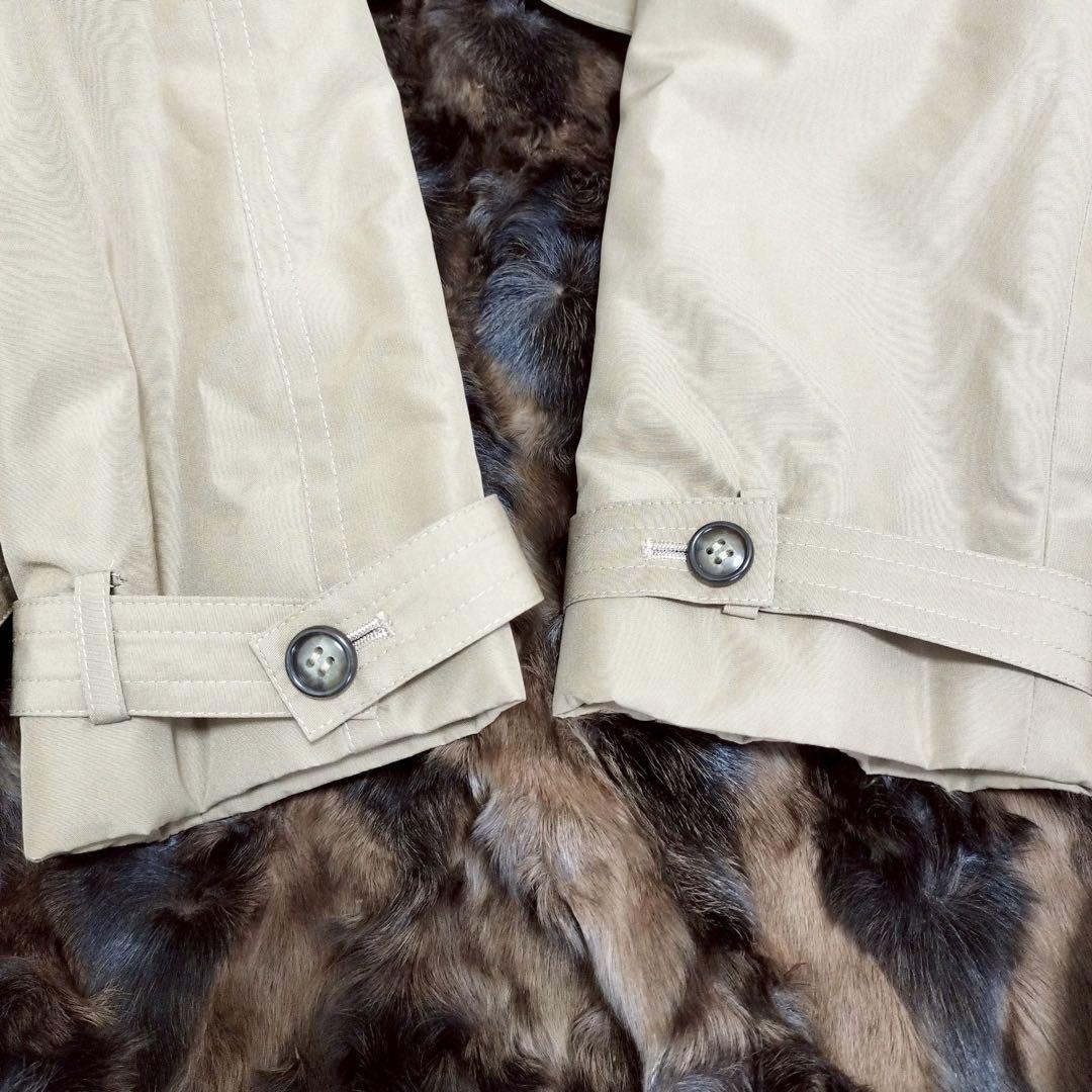美品 希少✨フォックスファー シルク ベルト ロングコート トレンチ ライナー