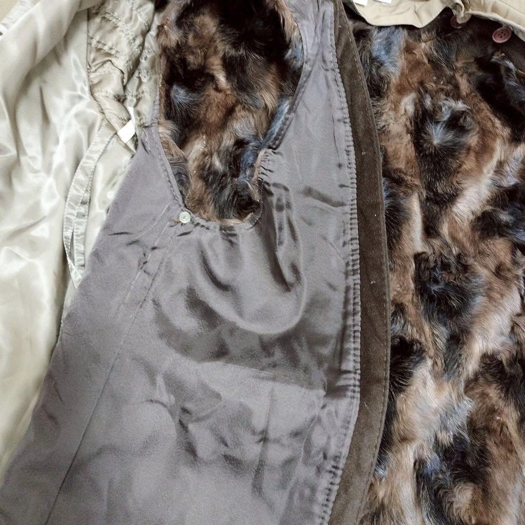 美品 希少✨フォックスファー シルク ベルト ロングコート トレンチ ライナー