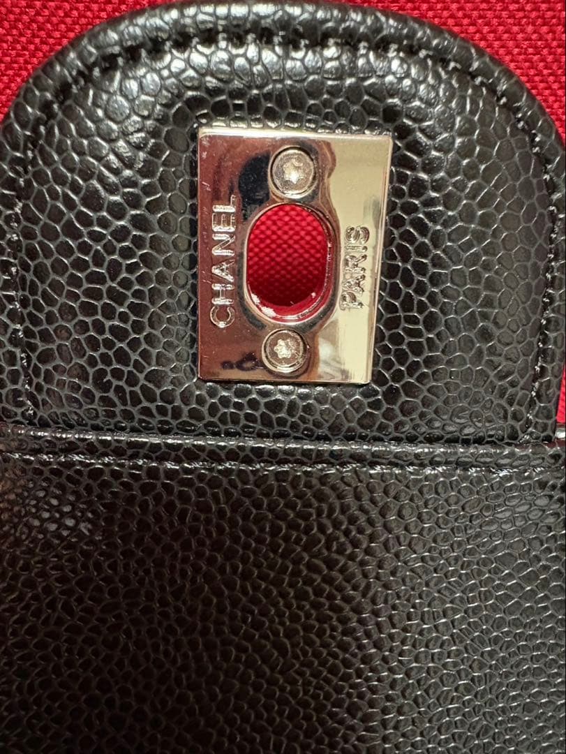 CHANELノベルティキャビアスキンシルバーチェーン