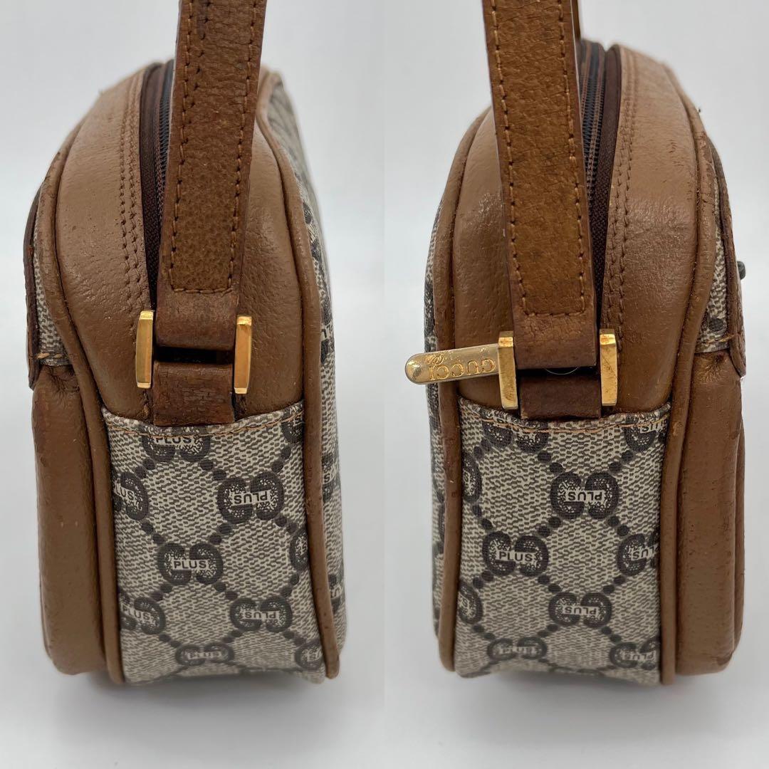 GUCCI ショルダーバッグ ポシェット 斜めがけ GGプラス ロゴ金具 PVC