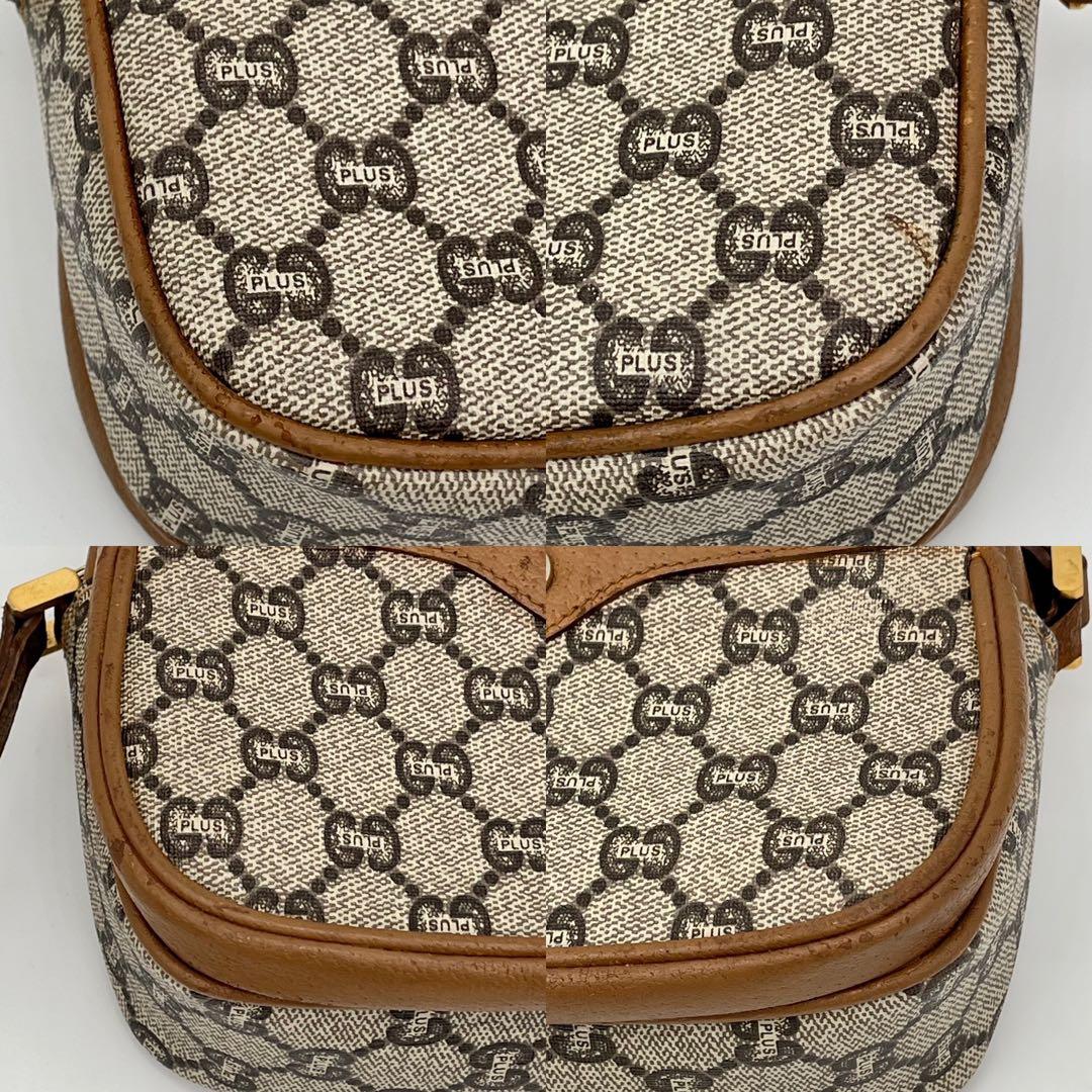GUCCI ショルダーバッグ ポシェット 斜めがけ GGプラス ロゴ金具 PVC