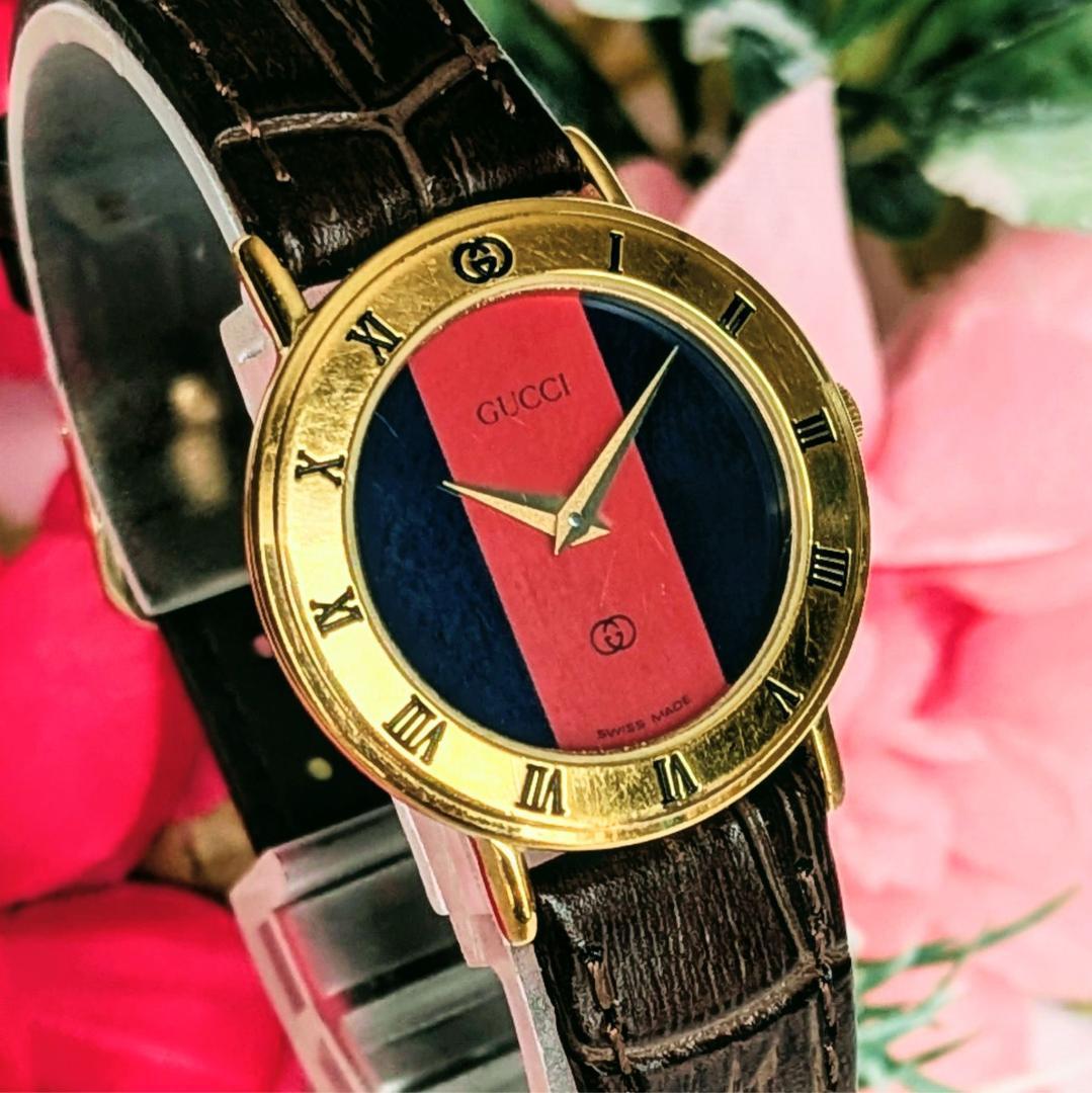 良品 GUCCIレディース腕時計3000Lシェリーライン キュート イタリア
