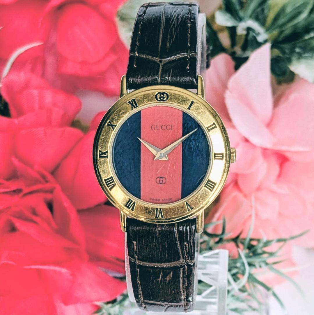 良品 GUCCIレディース腕時計3000Lシェリーライン キュート イタリア