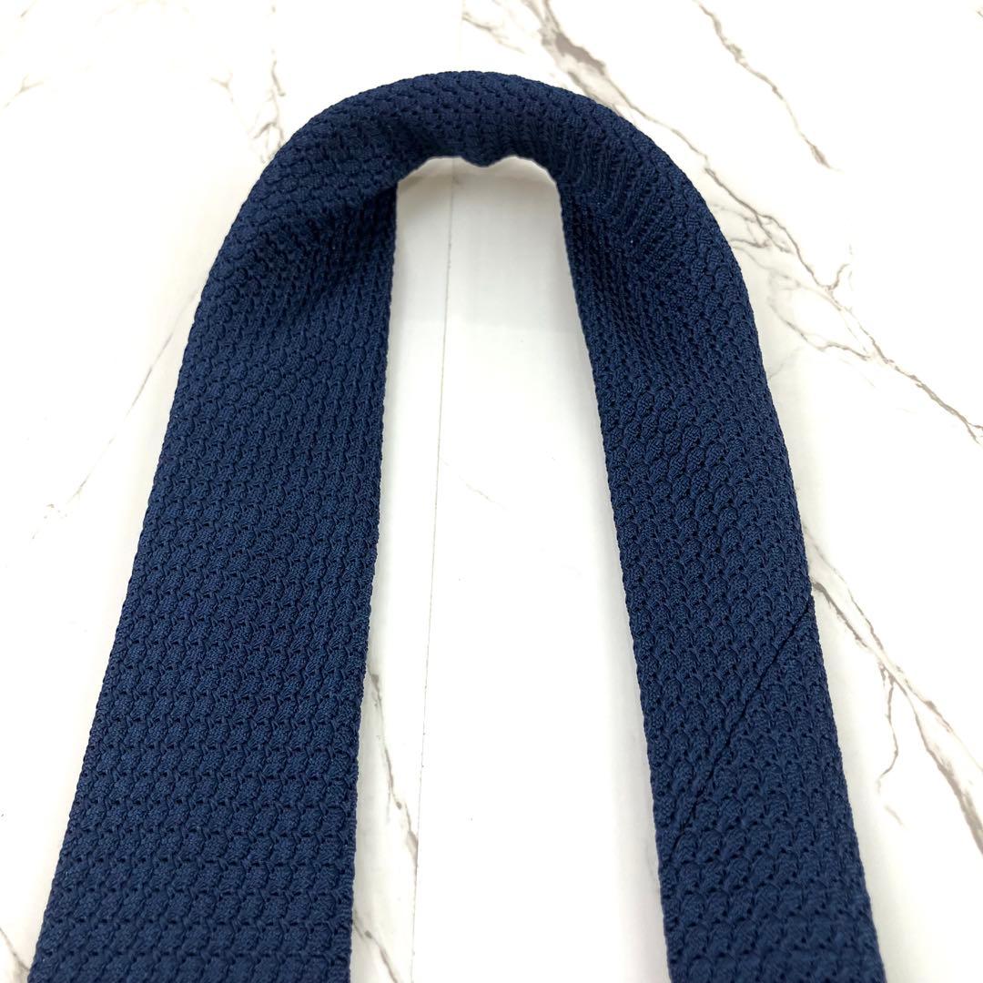 美品　タイユアタイ　ネクタイ　セッテピエゲ　ソリッド　ジャガード　ネイビー