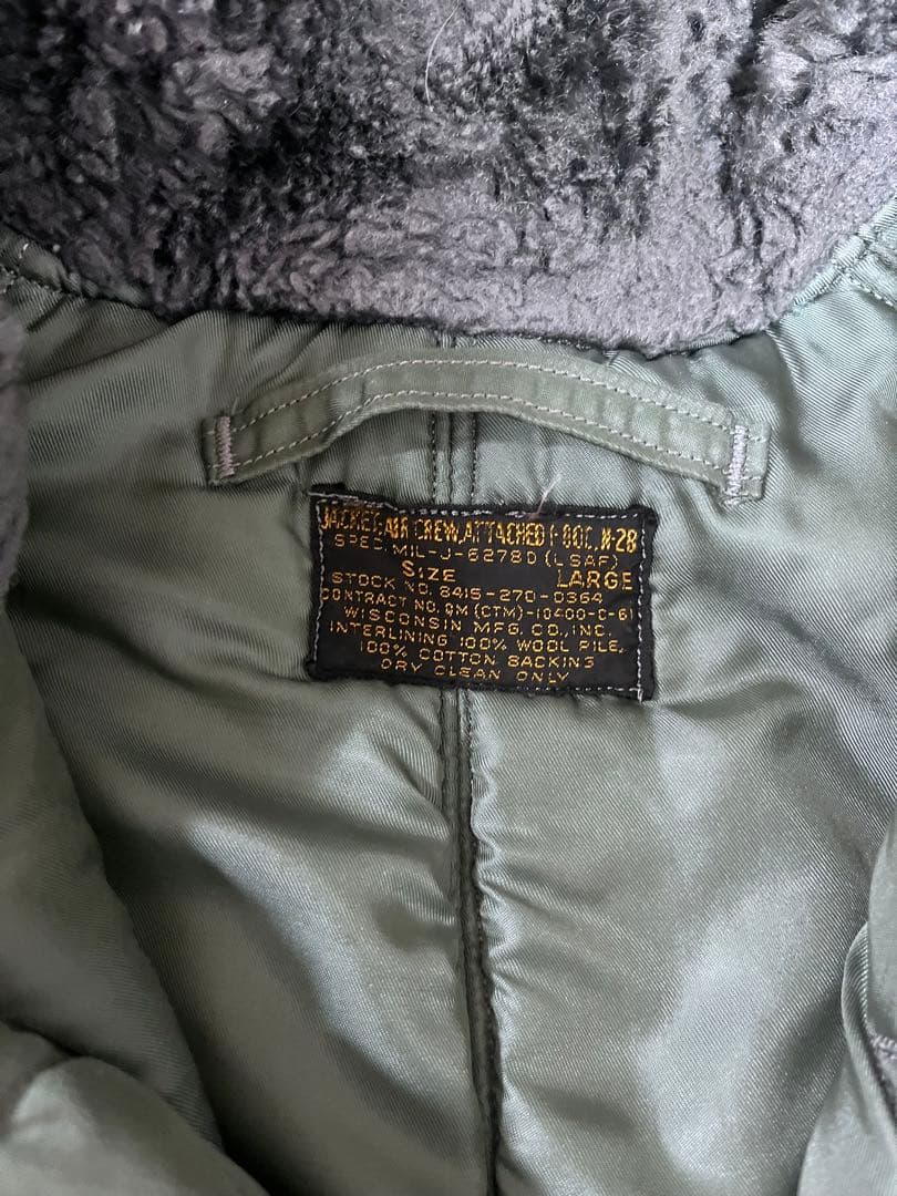 オリーブ色n2b MA1フライトジャケットファー70s短丈