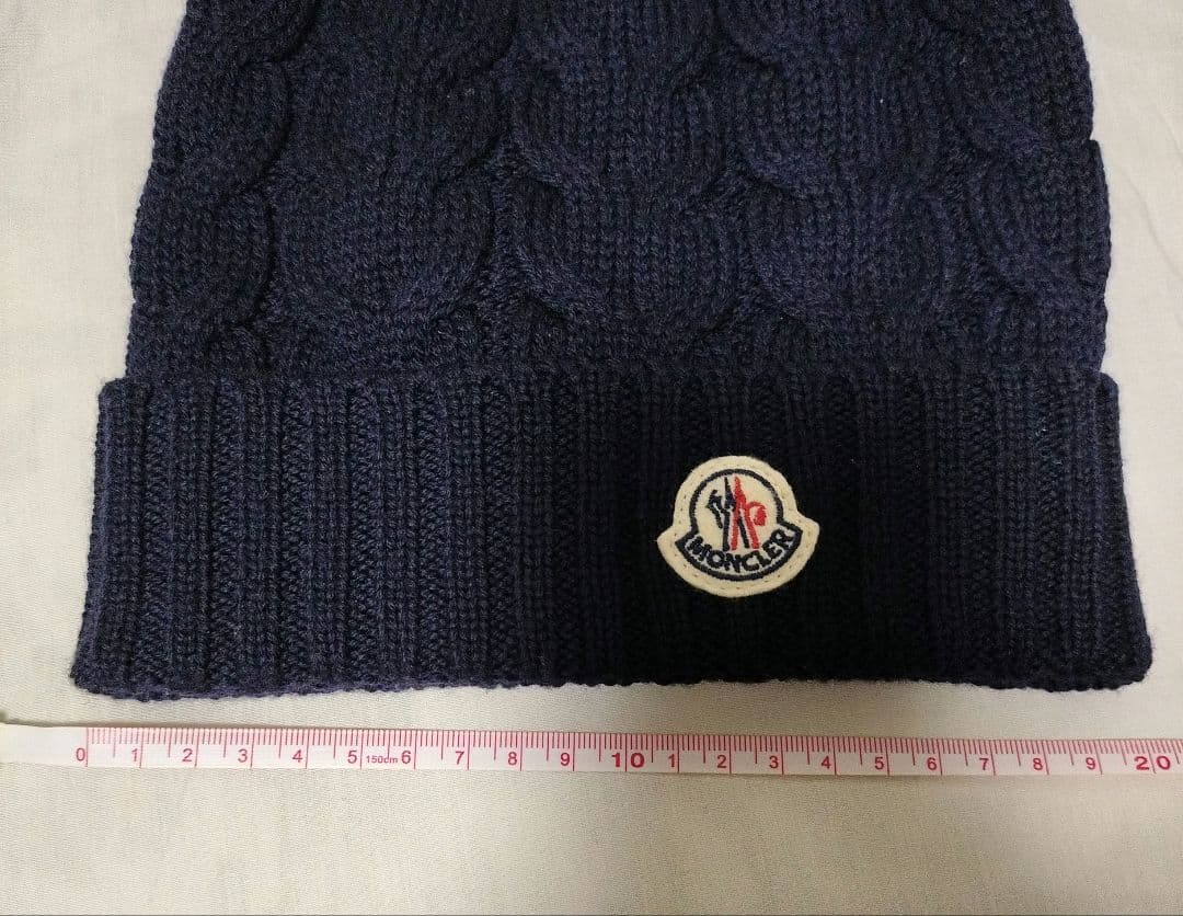 ☆美品☆MONCLER ネイビー ケーブル編み ビーニー