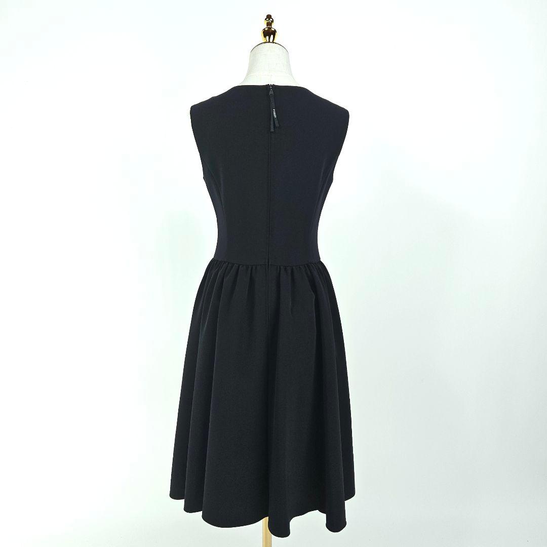 【新品同様】フォクシー ワンピース ネイビー フレア ノースリーブ　ギャザー
