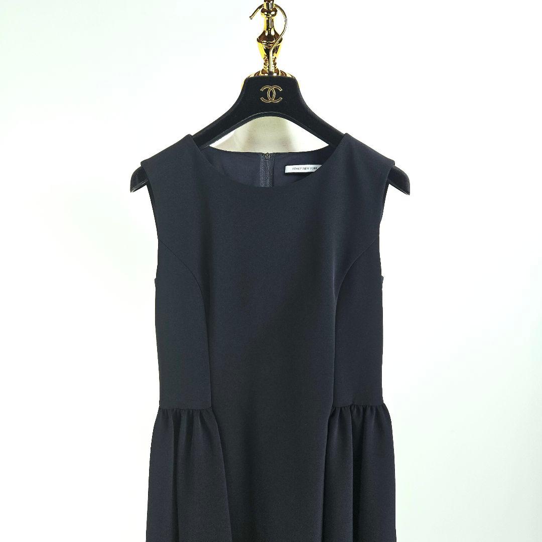 【新品同様】フォクシー ワンピース ネイビー フレア ノースリーブ　ギャザー