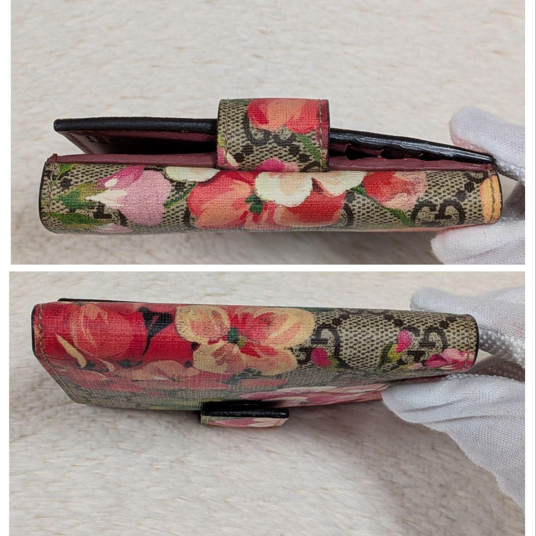 極美品✨️グッチ 二つ折り財布 GGブルームス GGスプリーム Wホック 箱あり