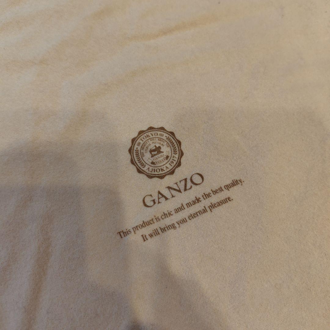 未使用　GANZO 巾着型レザーバッグ 黒　保証書付き