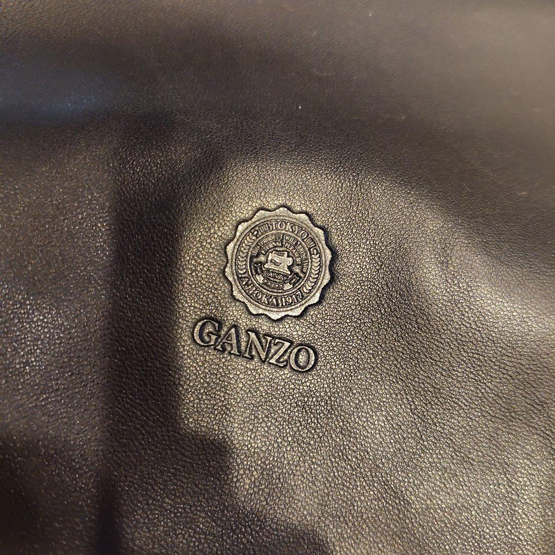 未使用　GANZO 巾着型レザーバッグ 黒　保証書付き