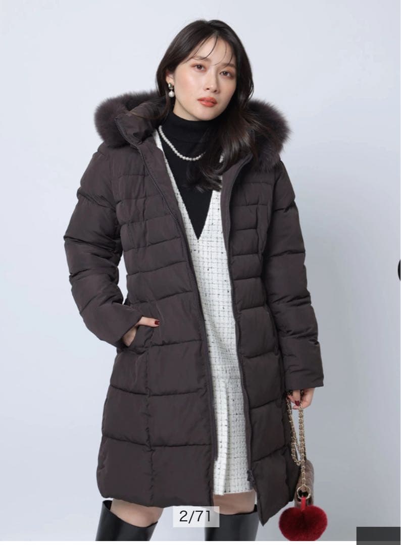 ［新品］ウエストマークパフィコート　ブラウン