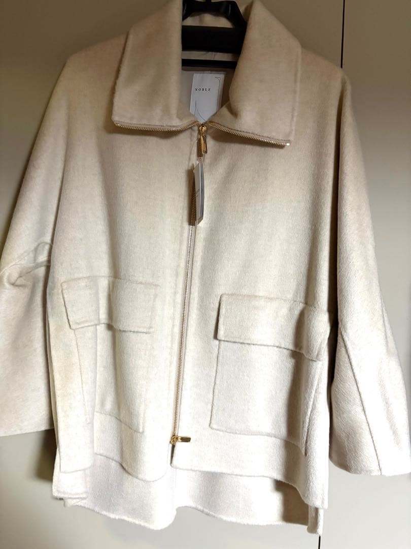 タグ付き新品未使用【Noble】キャメルミックスリバージップコート☆サイズ36