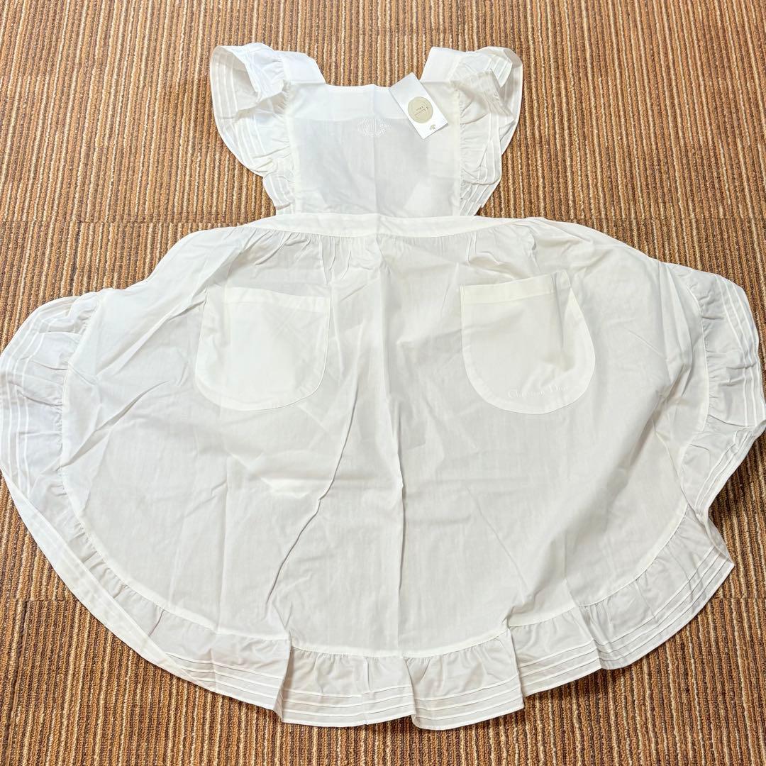 Christian Dior 旧ロゴフリルエプロン　ヴィンテージ　ホワイト