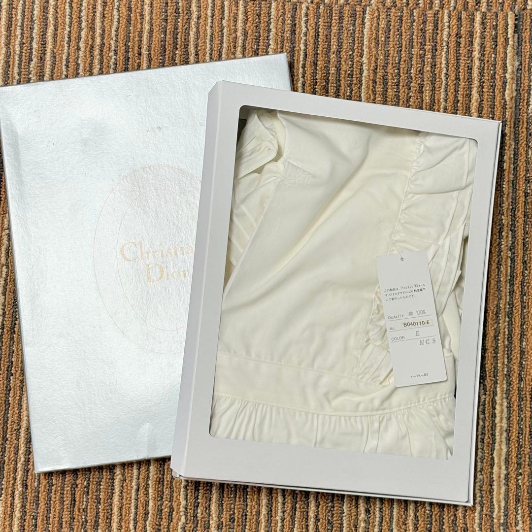 Christian Dior 旧ロゴフリルエプロン　ヴィンテージ　ホワイト