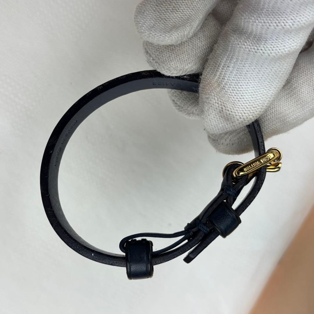 ルイヴィトン ネイビー レザー バングル ブレスレット レディース ネイビー