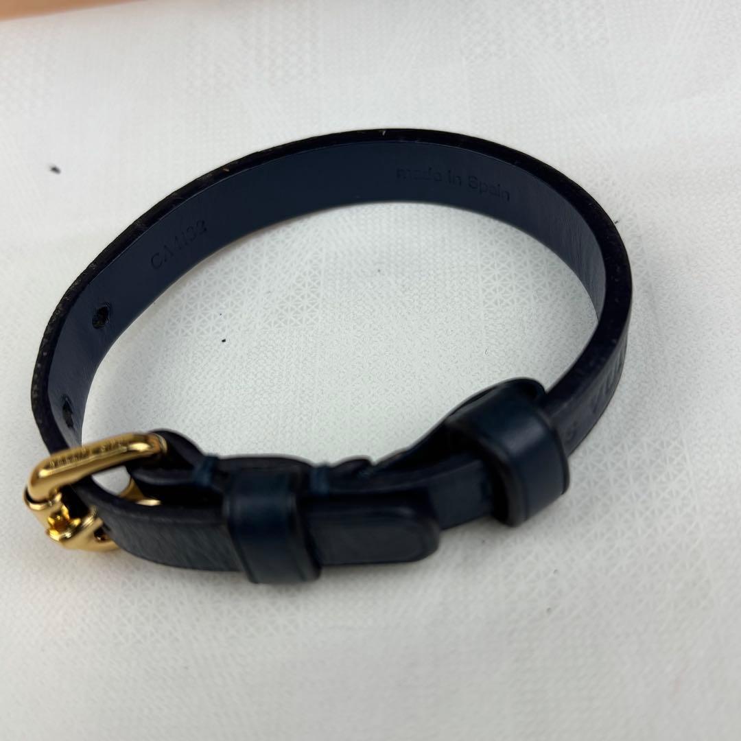 ルイヴィトン ネイビー レザー バングル ブレスレット レディース ネイビー