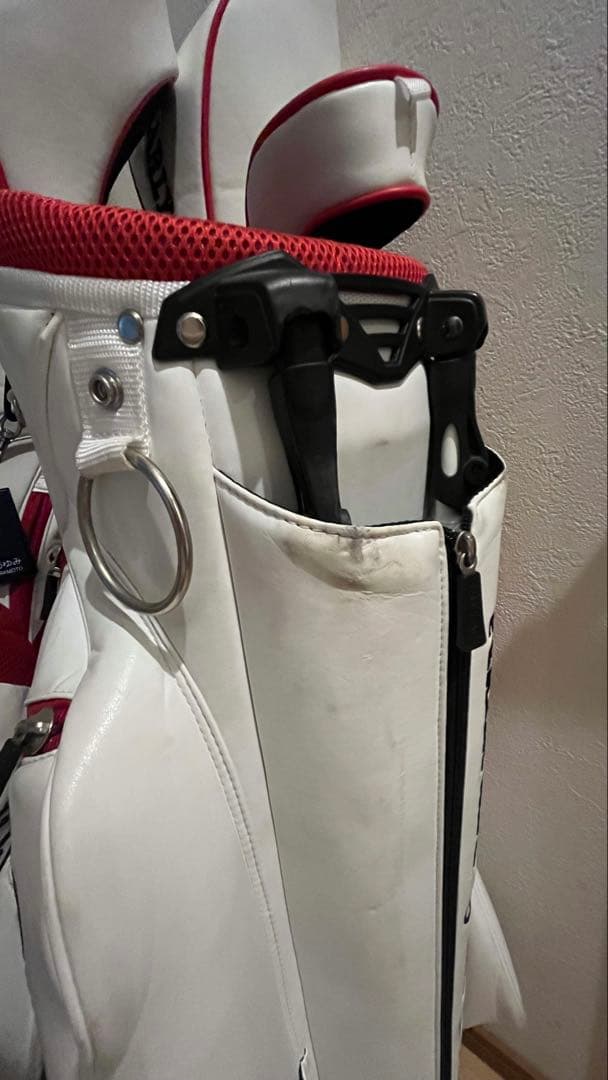 パーリーゲイツ　キャディバック　ホワイト&レッド　スマイル　ヘッドカバー　セット