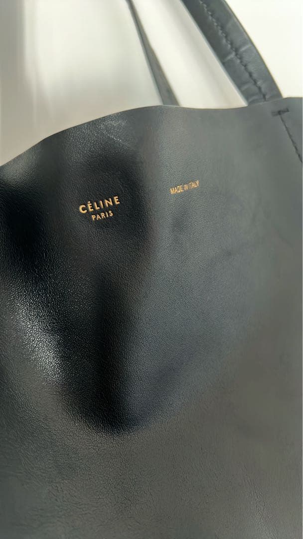 セリーヌ トートバッグ レザー ホリゾンタルカバ 黒 ブラック 保存袋付 旧ロゴ