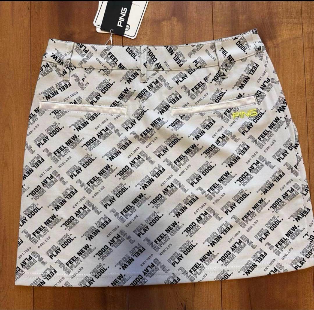 PING 長袖　ポロシャツ　スリットスカート　ストレッチ　総柄　春夏秋　長袖