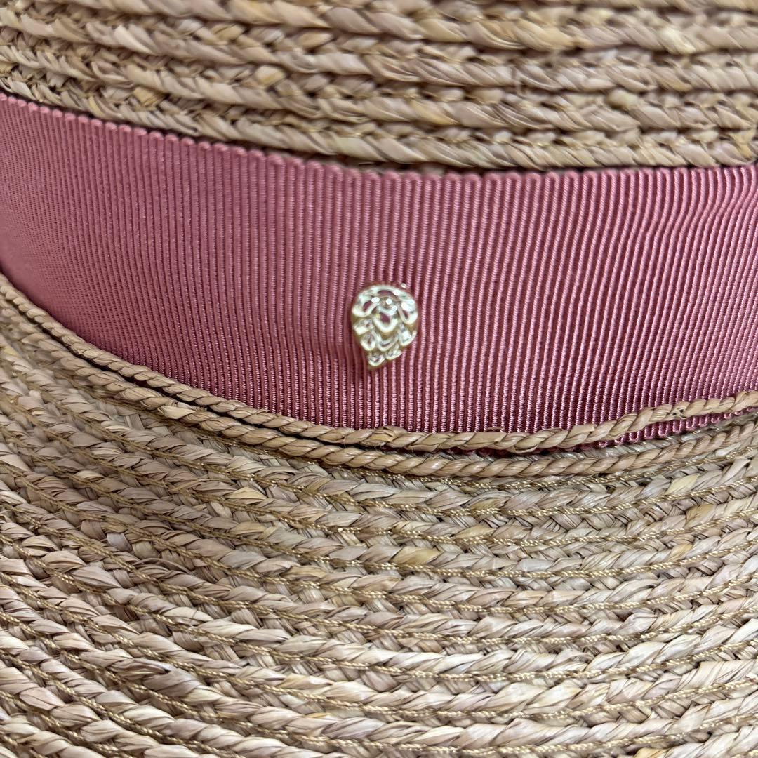 専用HELEN KAMINSKIブラウン 麦わら帽子 ピンクリボン付き