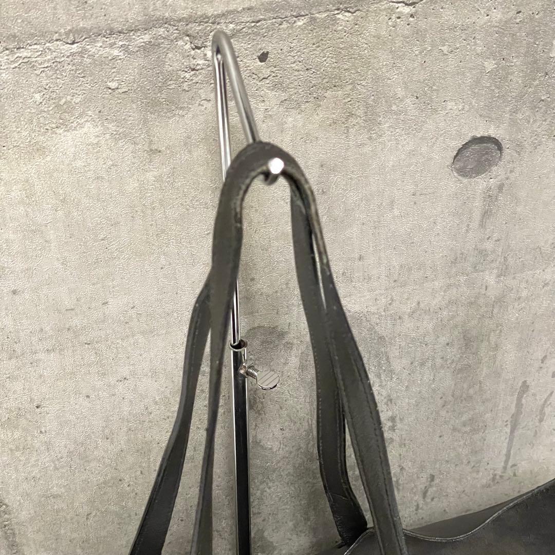 サンローラン サックショッピングトートバッグ ポーチ付 レザー チャコールグレー