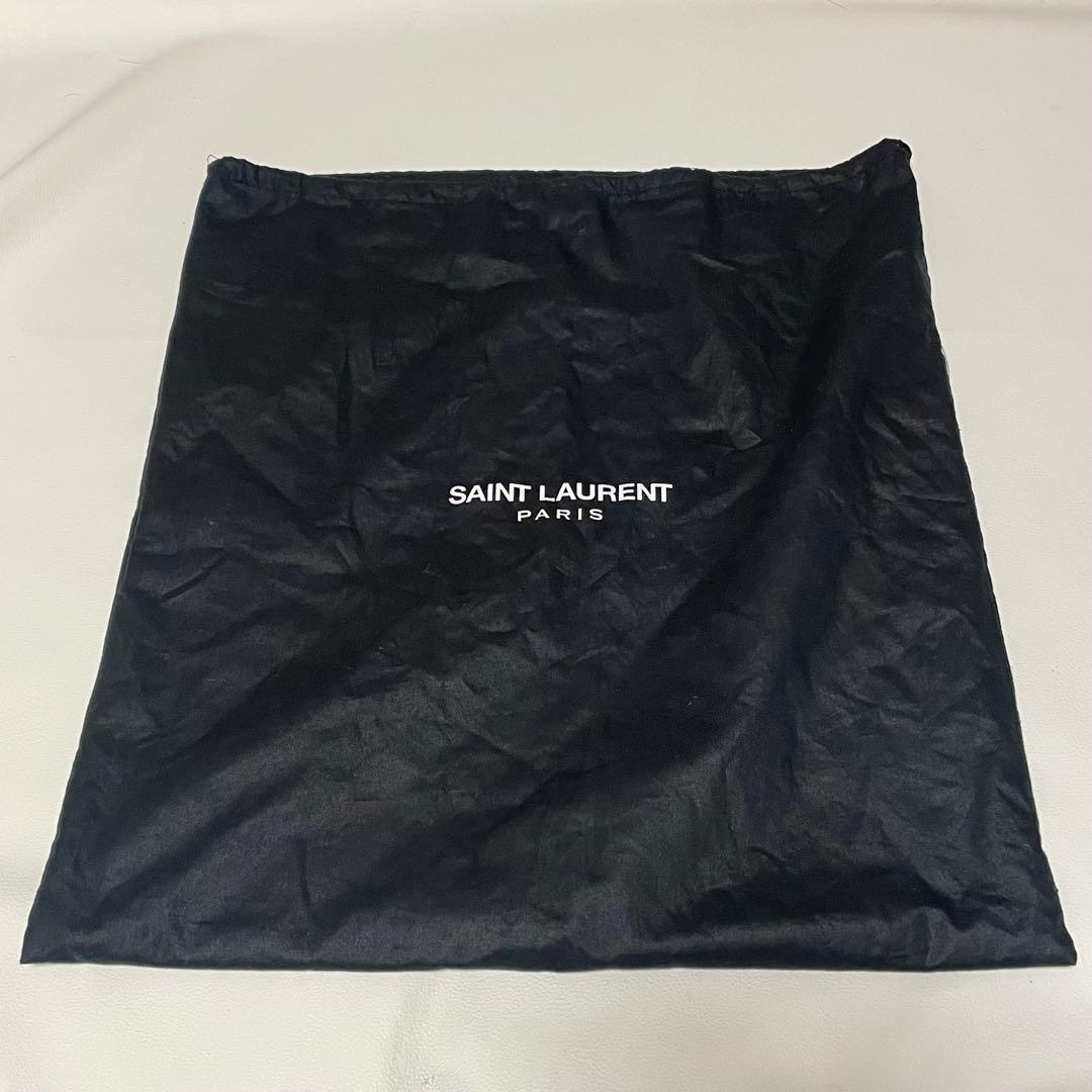 サンローラン サックショッピングトートバッグ ポーチ付 レザー チャコールグレー