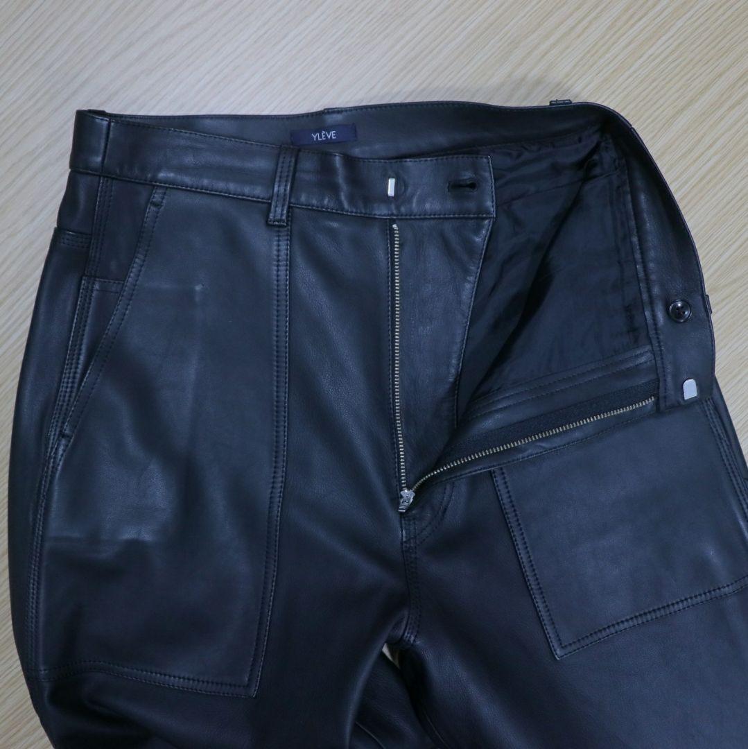 YLEVE SHEEP LEATHER PAINTER PANTS ブラック