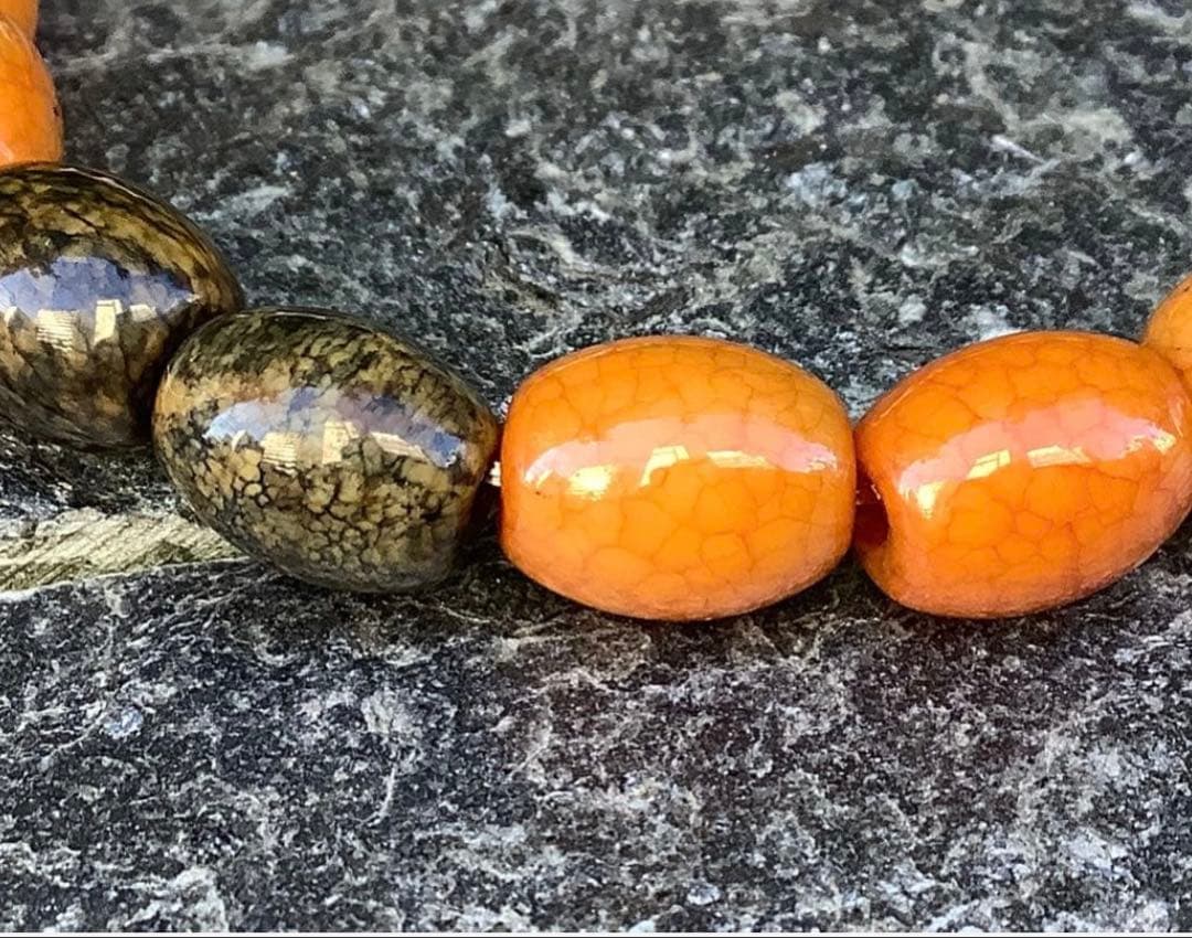 ✳️台湾上肯製　亀甲赤龍紋天珠*赤龍紋天珠玉*奈留島水晶　本物瑪瑙　鑑別書付‼️