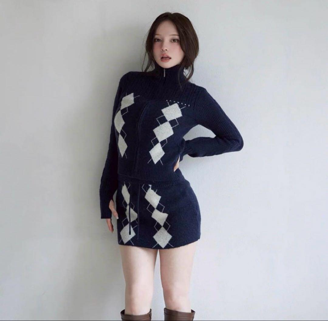 Argyle knit set up アンドマリー セットアップ andmary