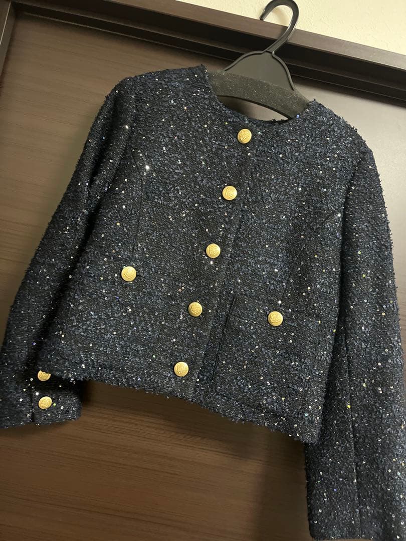 233【新品タグ付】JUSGLITTY スパンコールツイードジャケット