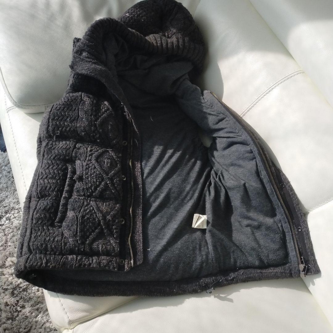 5351 POUR LES HOMMES フード付きダウンベスト グレー