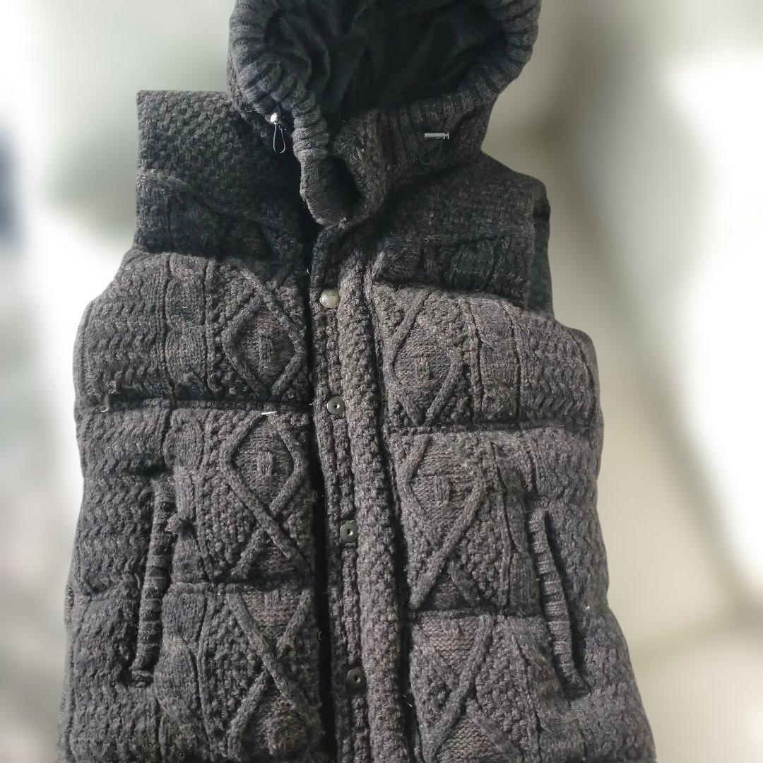 5351 POUR LES HOMMES フード付きダウンベスト グレー