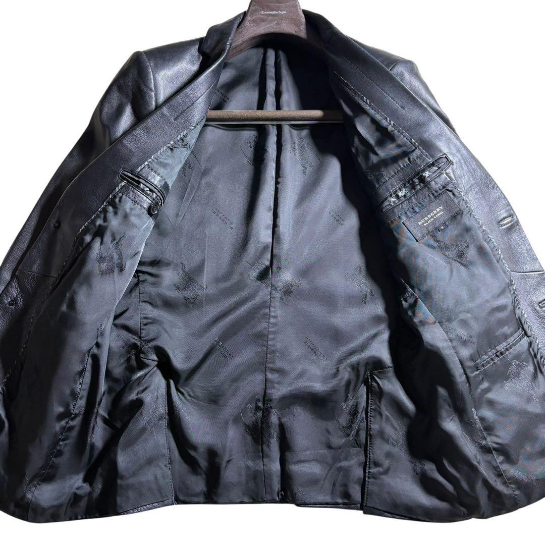 バーバリーブラックレーベル ラムレザー ジャケット シャドウホース 黒 M