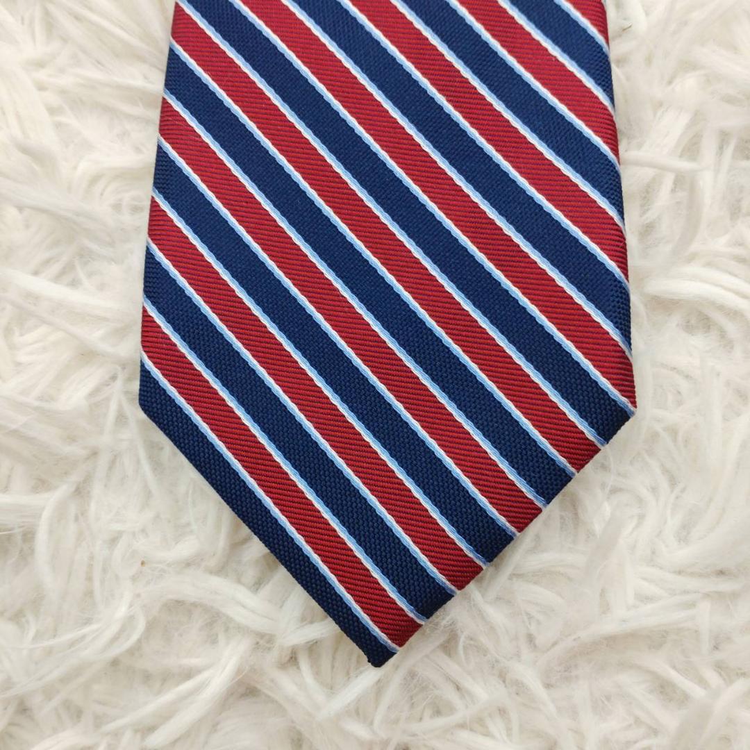 トミーヒルフィガー 高級シルクネクタイ ストライプ柄 ネイビー