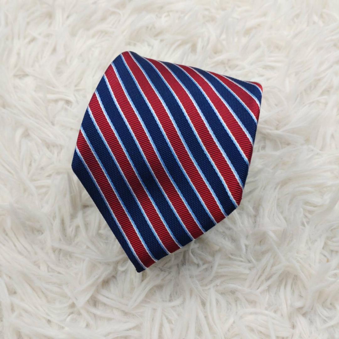 トミーヒルフィガー 高級シルクネクタイ ストライプ柄 ネイビー