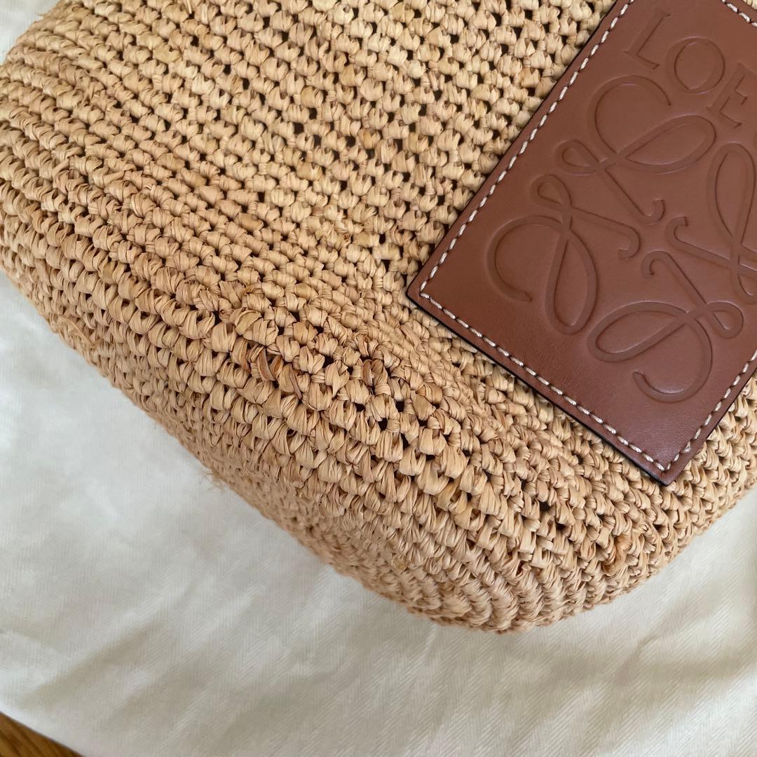 LOEWE ベージュ 巾着バッグ かごバッグ