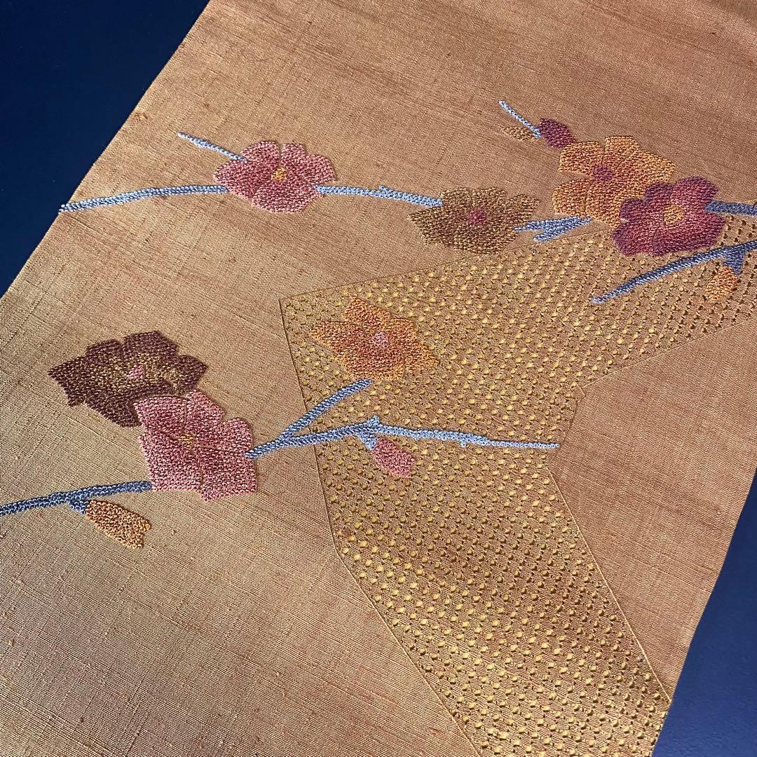 YU-051 名古屋帯 汕頭刺繍 相良刺繍 総手刺繍 三大刺繍 未使用品 希少