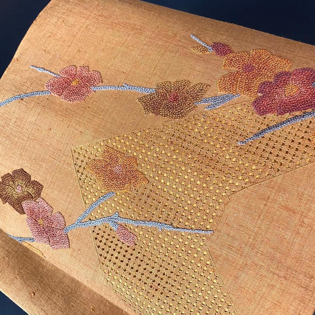 YU-051 名古屋帯 汕頭刺繍 相良刺繍 総手刺繍 三大刺繍 未使用品 希少