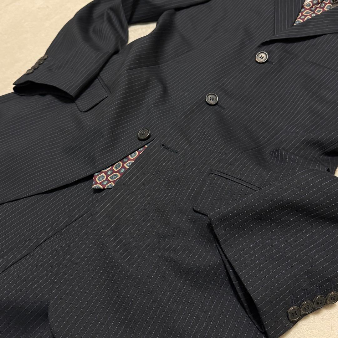 美品　グッチ　スーツセットアップ　ストライプ　黒　M位