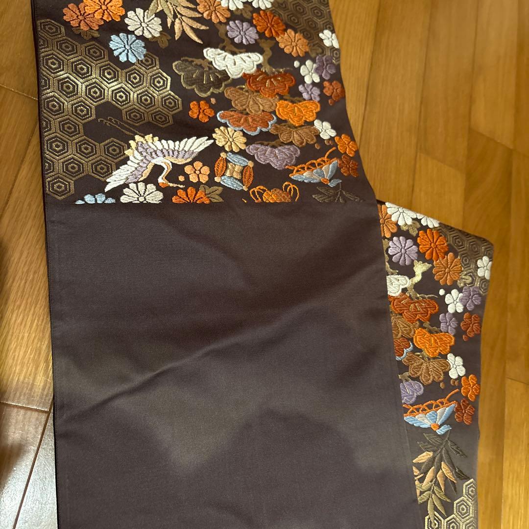 お買い得ＳＡＬＥ‼️３０分の１の価格‼️美品‼️袋帯 花柄 鳥刺繍 黒地